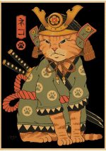 Affiche décorative de chat dans un style japonais