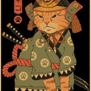 Affiche décorative de chat dans un style japonais