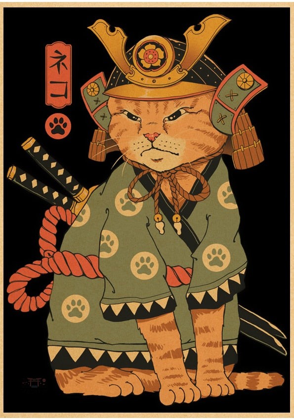 affiche-chat-1 Affiche décorative de chat dans un style japonais