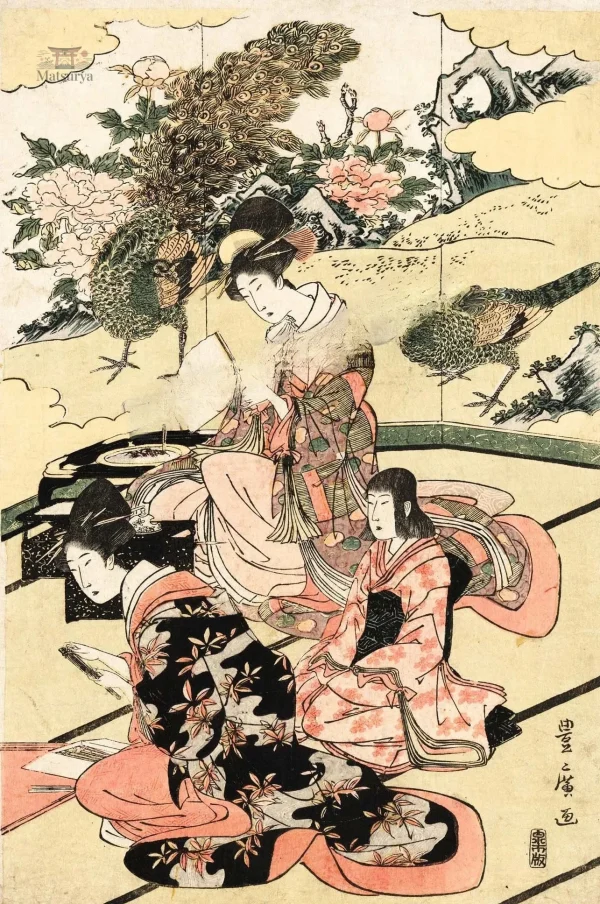 affiche-japonaise-antique-femmes-courtisanes-1 Affiche Japonaise Antique Femmes Courtisanes