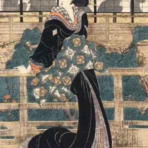 Affiche antique japonaise de geisha sur piste de danse