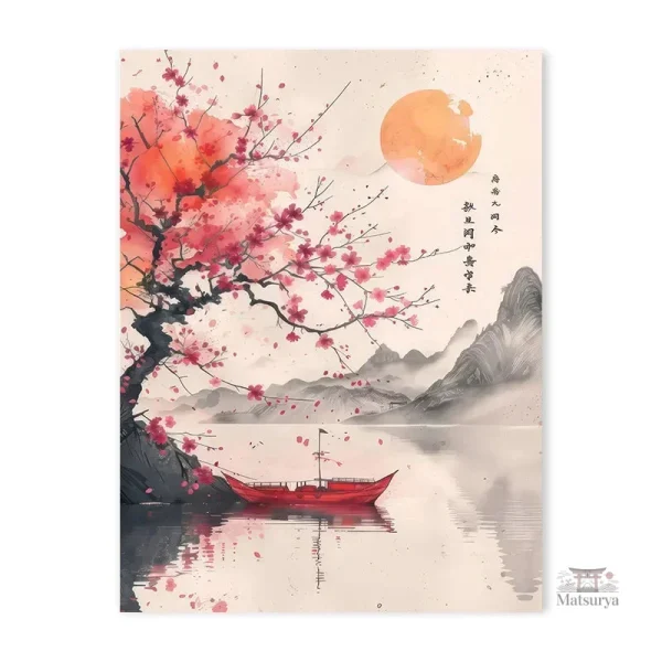 affiche-japonaise-arbre-de-cerisier-et-mer-1 Affiche japonaise arbre de cerisier et mer