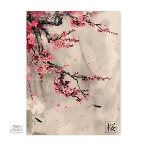 Affiche japonaise représentant un arbre en fleurs de Sakura
