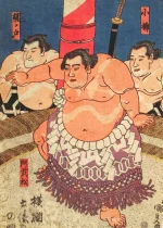 Affiche japonaise de combattant sumo traditionnel