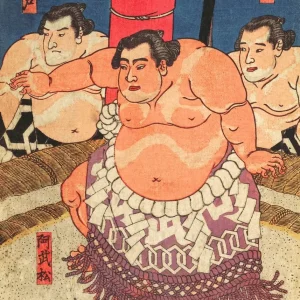 Affiche japonaise de combattant sumo traditionnel