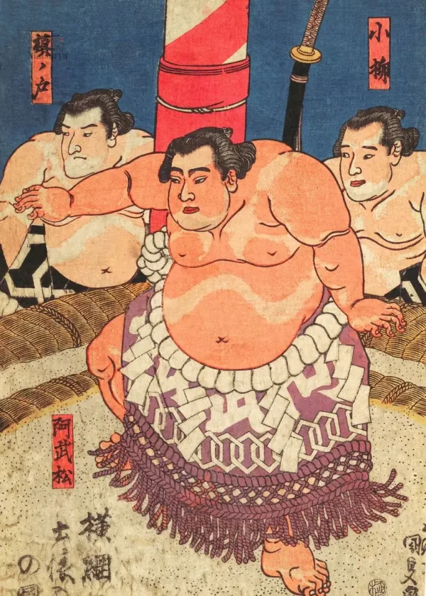 Affiche japonaise de combattant sumo traditionnel