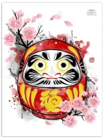 Affiche Japonaise Daruma - Art décoratif traditionnel