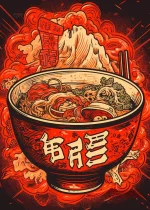 Affiche japonaise décorative motif bol pour restaurant
