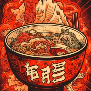 Affiche japonaise décorative motif bol pour restaurant
