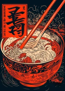 Décoration murale japonaise, affiche motif bol