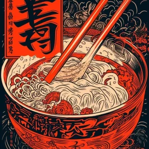 Décoration murale japonaise, affiche motif bol