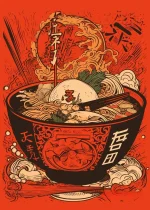 Illustration de bol, décoration asiatique pour restaurant