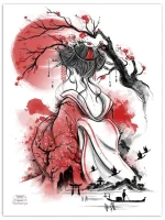 Affiche japonaise pour décoration de chambre féminine