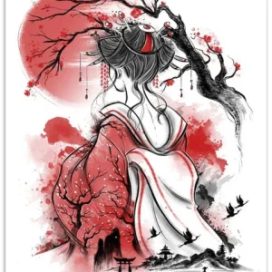 Affiche japonaise pour décoration de chambre féminine