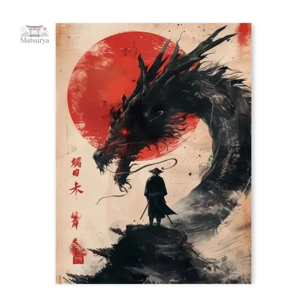 affiche-japonaise-dragon-et-samourai-1 Affiche Japonaise Dragon Samouraï