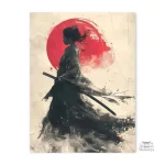 Affiche japonaise d'une femme tenant un sabre