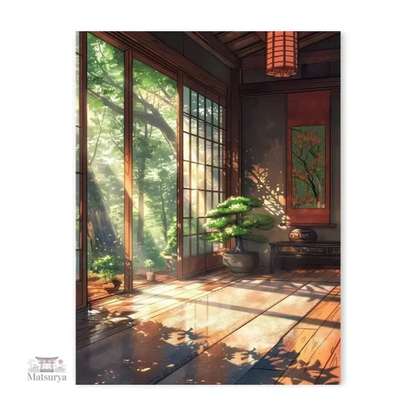 affiche-japonaise-maison-en-foret-1 Affiche japonaise représentant une maison en forêt