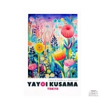 Affiche japonaise murale colorée avec motif fleurs