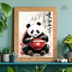 Affiche décorative panda géant pour intérieur japonais