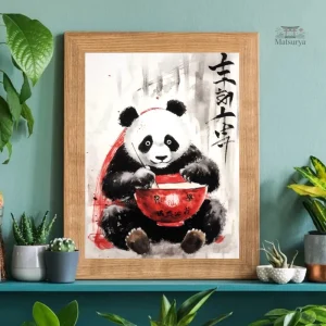 Affiche décorative panda géant pour intérieur japonais