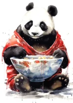 Œuvre japonaise mettant en scène un panda géant amusant