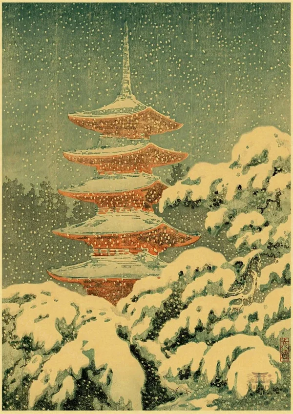 Affiche Japonaise paysage enneigé en toile artistique
