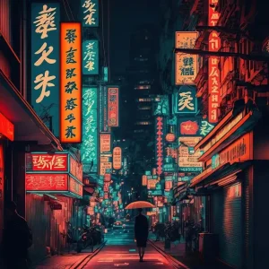 Affiche japonaise paysage nocturne de Tokyo