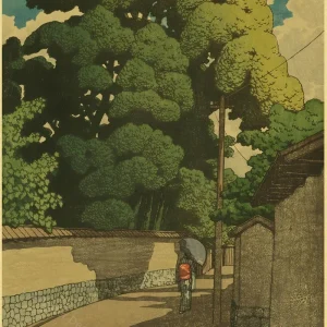 Affiche japonaise de paysage rue des villages