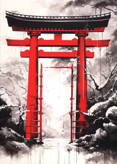 affiche-japonaise-portail-traditionnel-torii-1 Affiche Japonaise Portail Torii Traditionnel