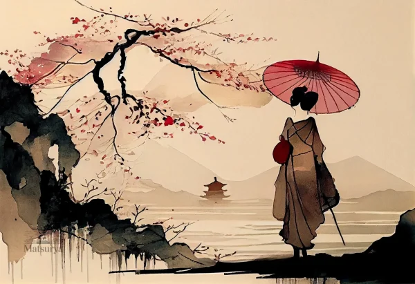 affiche-japonaise-retro-femme-ombrelle-en-main-1 Affiche rétro femme avec ombrelle