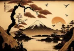 Affiche rétro japonaise Fuji Yama