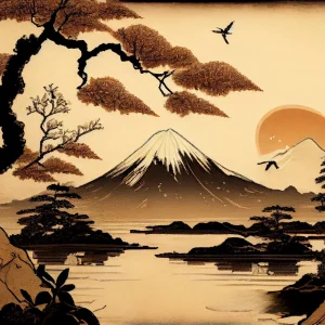 Affiche rétro japonaise Fuji Yama