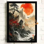 Affiche sur toile avec motifs japonais traditionnels