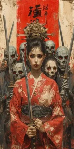 Art japonais guerrier samouraï en affiche