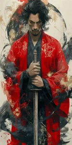 Poster ancien samouraï japonais en art décoratif