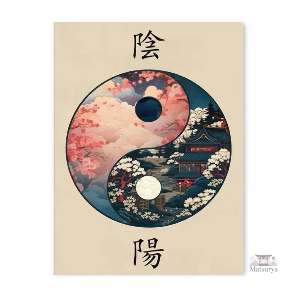 Affiche Japonaise Yin Yang en style artistique