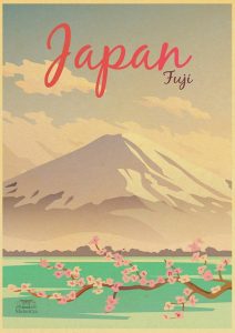 Affiche Montagne Vintage au style japonais