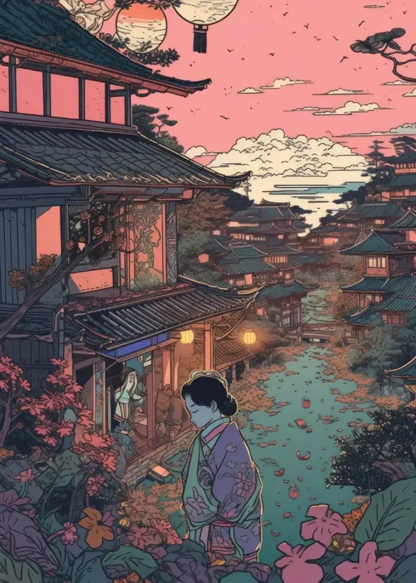 Affiche décorative inspirée de la culture japonaise
