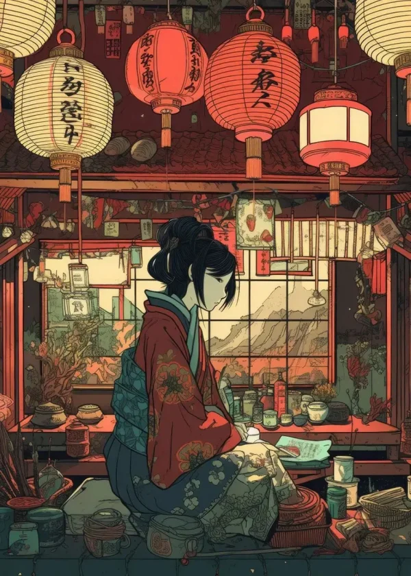 Affiche murale esthétique de femmes japonaises