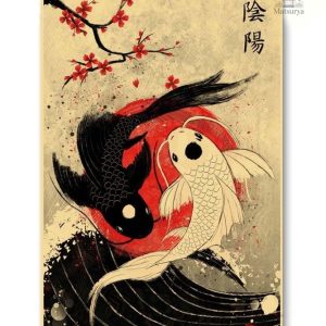 Affiche Poisson japonaise colorée pour décoration murale