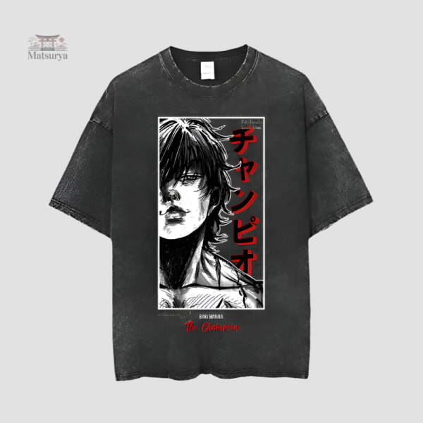 anime-grappler-baki-hanma-t-shirts-unisex-harajuku-street-05aepj-1 T-shirt Japonais Délavé en coton léger