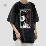T-shirt délavé, mode japonaise pour homme moderne