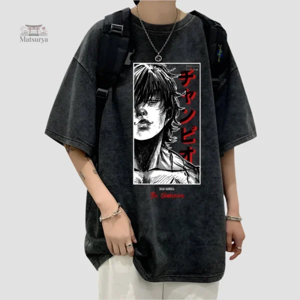 T-shirt délavé, mode japonaise pour homme moderne