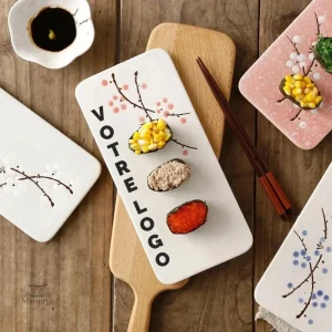 Assiette à Sushis Personnalisable en céramique élégante
