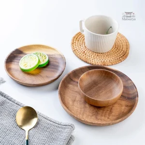 Assiette en bois design japonais