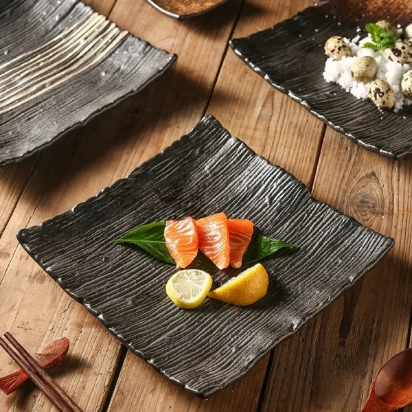 assiette-japonaise-carree-moderne-1 Assiette carrée japonaise moderne en céramique