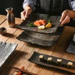 Design contemporain pour assiette japonaise carrée