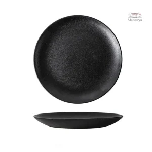 Assiette noir en céramique pour cuisine japonaise