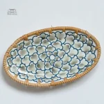 Assiette japonaise originale, finition en rotin naturel