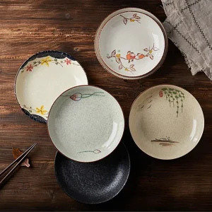 Assiette japonaise peinte à la main, design unique